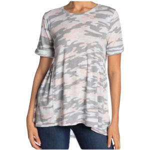 Gibson by Motherchic Pink Camo Peplum Top XS